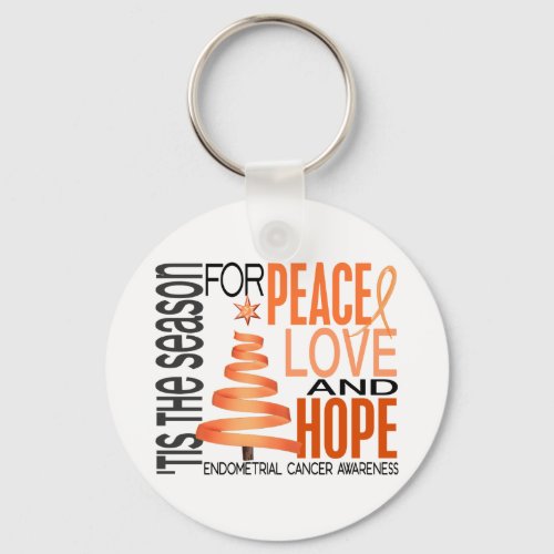 Peace Love Hope Christmas Endometrial Cancer Keychain