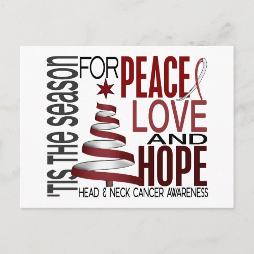 Peace Love Hope Christmas Head And Neck Cancer Holiday Postcard