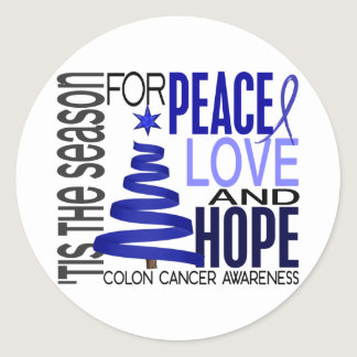 Peace Love Hope Christmas Holiday Colon Cancer Classic Round Sticker