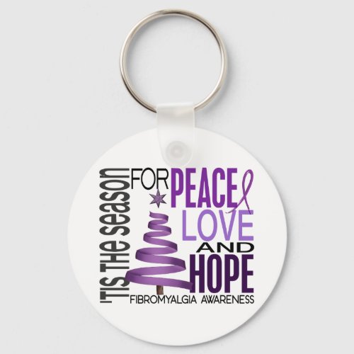 Peace Love Hope Christmas Holiday Fibromyalgia Keychain