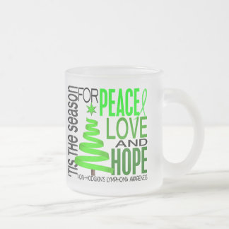 Peace Love Hope Christmas Non-Hodgkin's Lymphoma Frosted Glass Coffee Mug