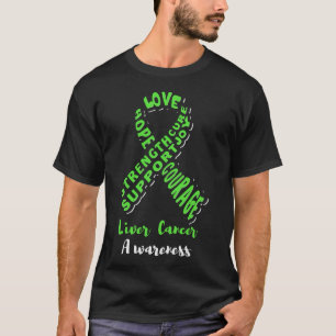 Peace Love Hope Cure Liver Cancer Awareness Green T-Shirt