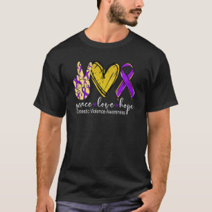 Peace Love Hope Domestic Violence Awareness Purple T-Shirt