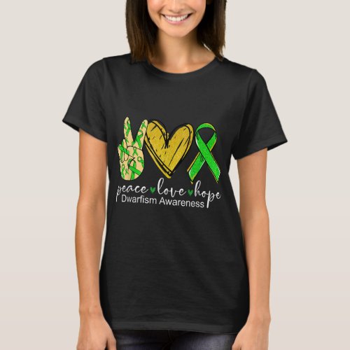 Peace Love Hope Dwarfism Awareness Shirt Green Rib