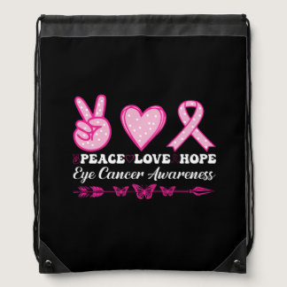 peace love hope eye breast cancer awareness drawstring bag