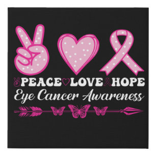 peace love hope eye breast cancer awareness faux canvas print