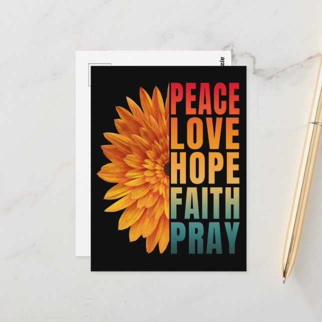 Peace Love Hope Faith Pray     Postcard (Front/Back In Situ)