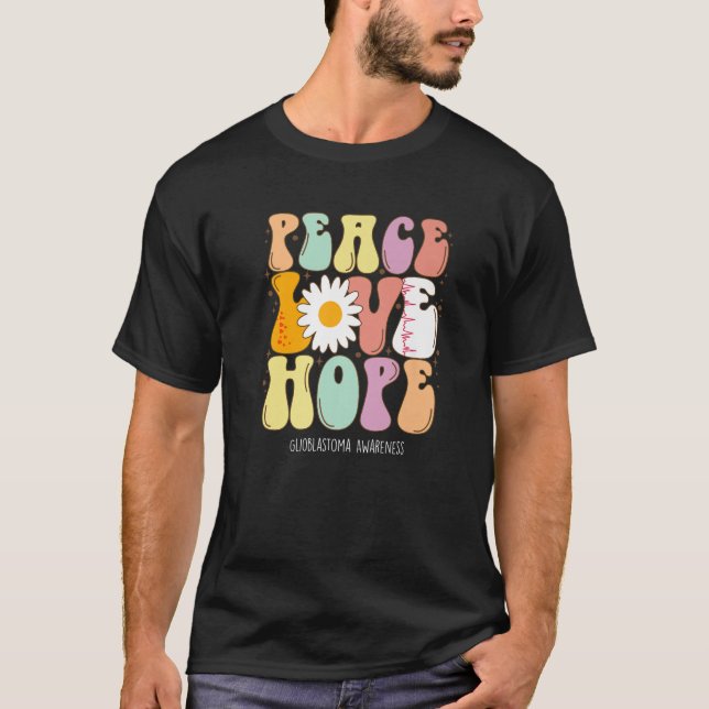 Peace Love Hope Glioblastoma Awareness Gift T-Shirt (Front)