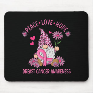 Peace Love Hope Gnome Leopard Breast Cancer Awaren Mouse Pad