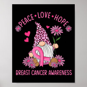 Peace Love Hope Gnome Leopard Breast Cancer Awaren Poster