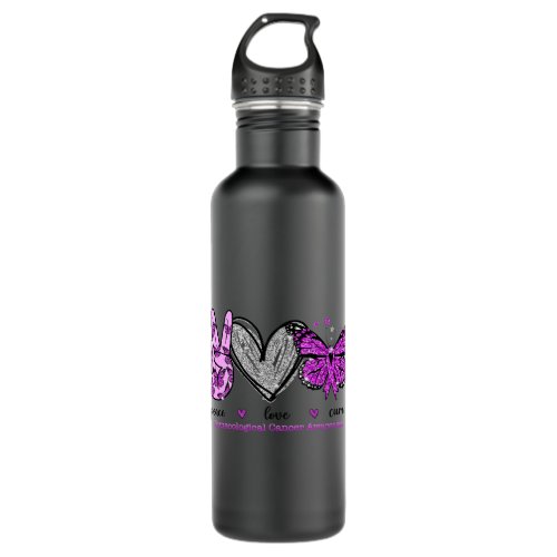 Peace Love Hope Gynecological Cancer Purple Butter Stainless Steel Water Bottle