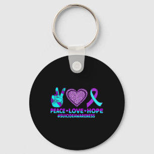 Peace Love Hope Happy Suicide Prevention Awareness Keychain