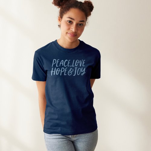 Peace love hope joy blue holiday Tri_Blend shirt