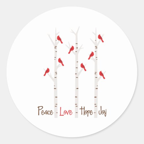 Peace Love Hope Joy Classic Round Sticker