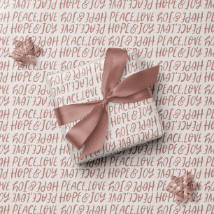 Peace love hope joy simple neutral holiday wrapping paper