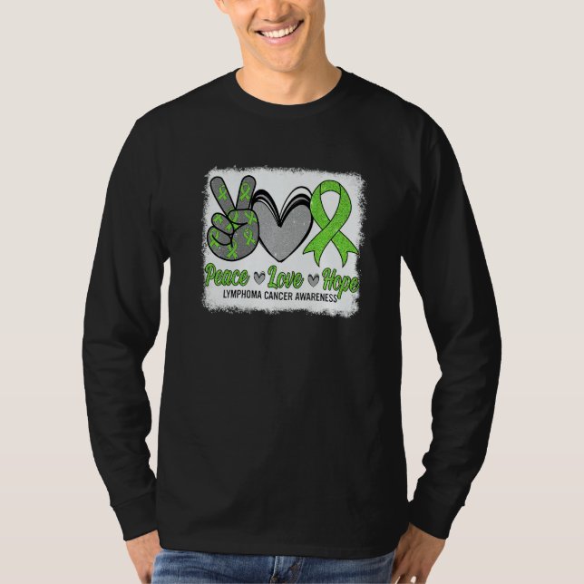 Peace Love Hope Lymphoma Awareness Month Warrior W T-Shirt (Front)