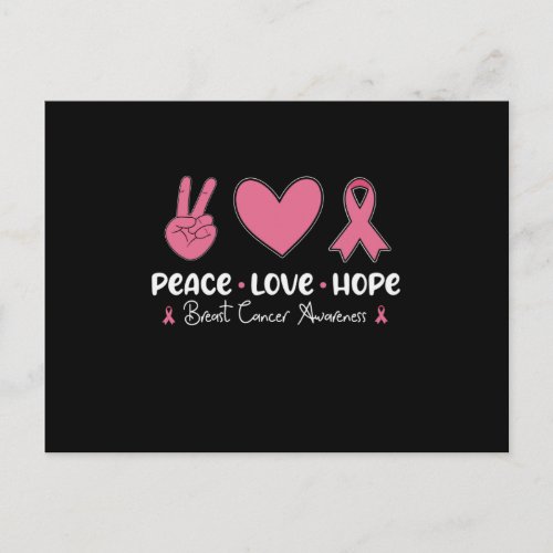 Peace Love Hope Matching Breast Cancer Awareness Postcard