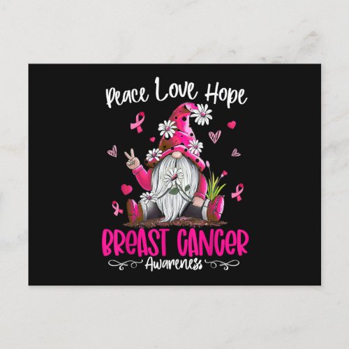 Peace Love Hope Pink Ribbon Gnomes Breast Cancer A Postcard