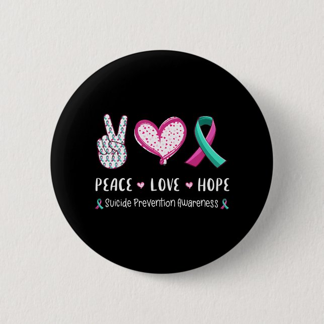 Peace Love hope suicide prevention awareness men Button (Front)