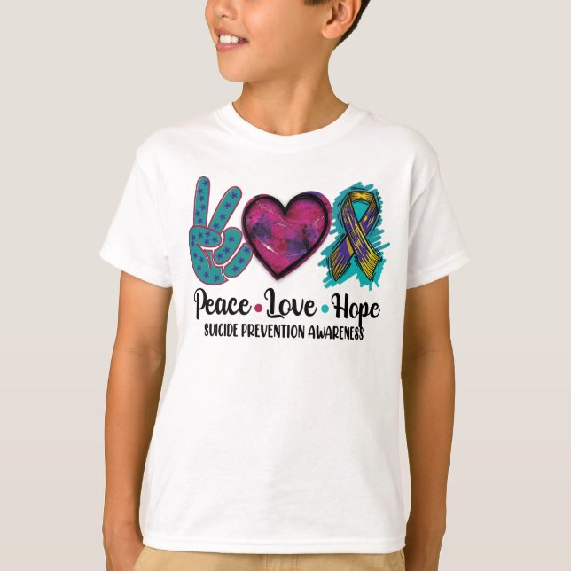 Peace Love Hope Suicide Prevention Awareness T-Shirt (Front)