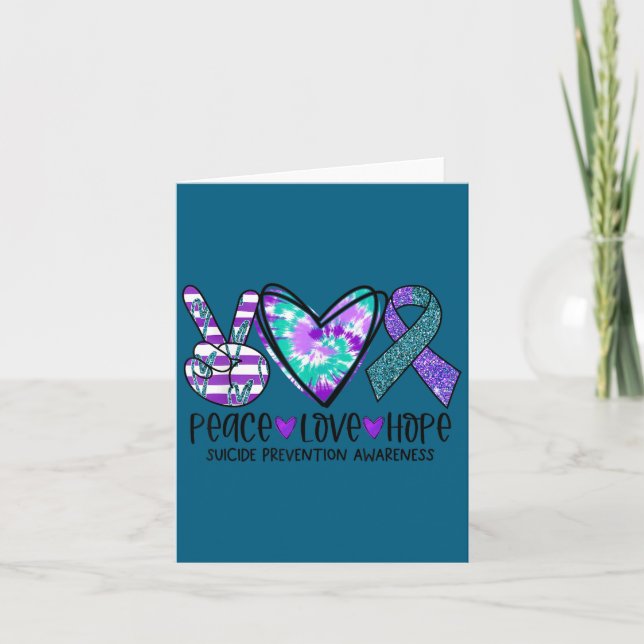 Peace Love Hope Suicide Prevention Awareness Tie-d Card (Front)