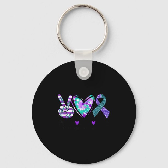 Peace Love Hope Suicide Prevention Awareness Tie-d Keychain (Front)