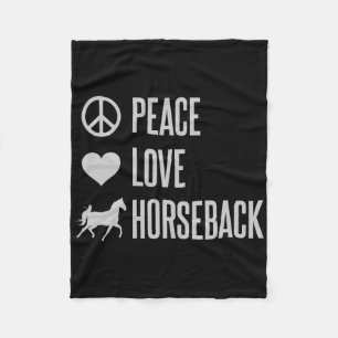 Peace Love Horseback Horse Riding Fleece Blanket