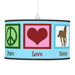 Peace Love Horses Hanging Lamp