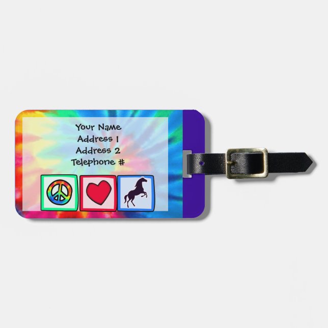 Peace, Love, Horses Luggage Tag (Front Horizontal)