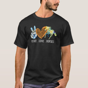 Peace Love Horses Riding Equestrian Gypsy Hippie W T-Shirt