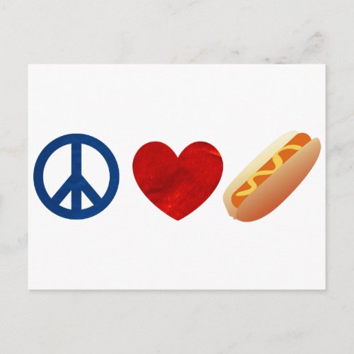 Peace Love Hotdog Postcard