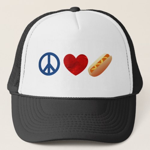 Peace Love Hotdog Trucker Hat