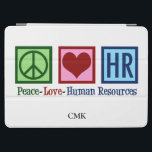 Peace Love HR Cute Human Resources Monogram iPad Air Cover<br><div class="desc">Cute human resources department custom iPad case for an HR manager at a company or business. Peace Love Human Resources gift monogrammed with a name on the tablet cover.</div>