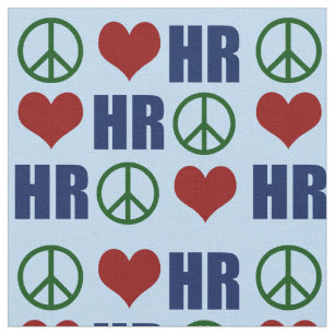 Peace Love HR Human Resources Blue Fabric