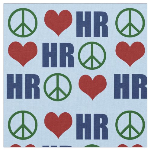 Peace Love HR Human Resources Blue Fabric