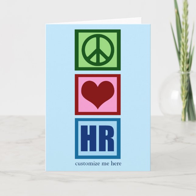 Peace Love HR Personalized Human Resources Blue Card (Front)