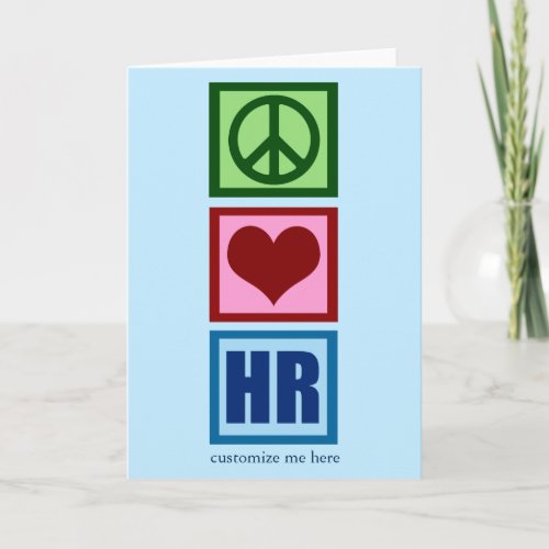 Peace Love HR Personalized Human Resources Blue Card