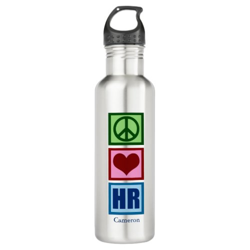 Peace Love HR Personalized Human Resources Stainless Steel Water Bottle