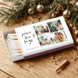 Peace, Love & Hugs Modern Multi-Photo Matchboxes