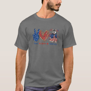 Peace Love Husky Dog Patriotic America Flag 4Th Ju T-Shirt