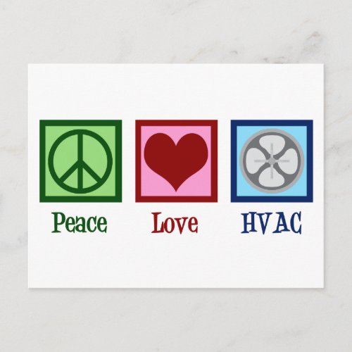 Peace Love HVAC Company Postcard