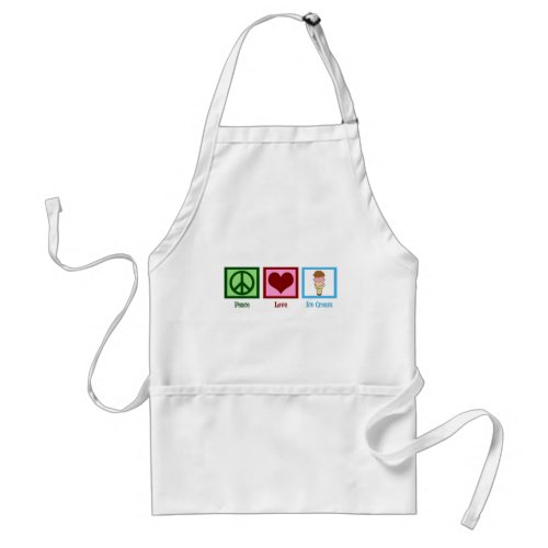 Peace Love Ice Cream Adult Apron