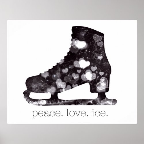 Peace Love Ice Figure Skating Art by S Szczucki Poster
