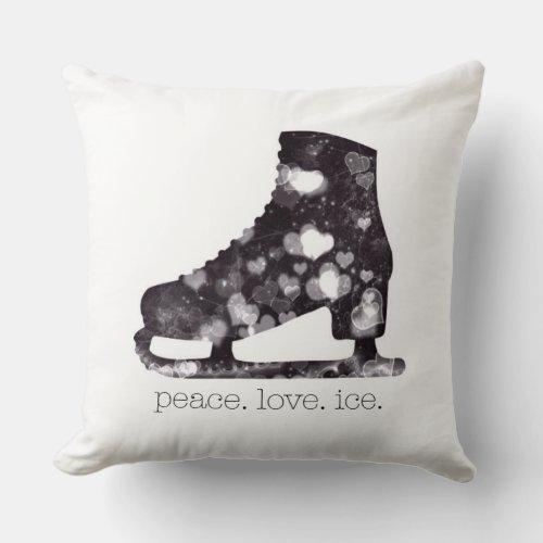 Peace Love Ice Figure Skating Art by S Szczucki Throw Pillow