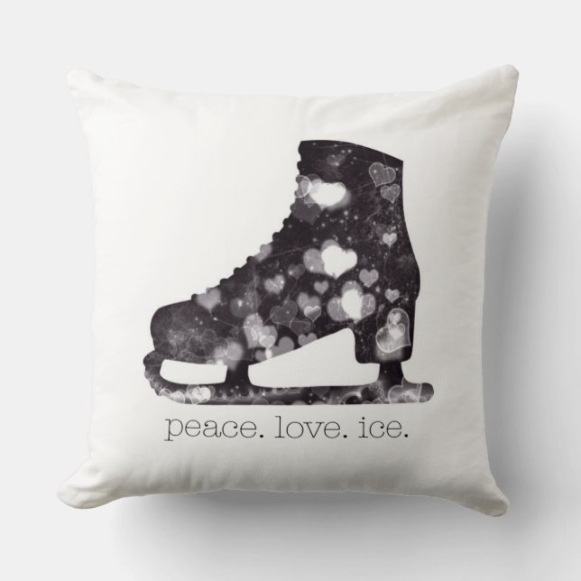 Peace Love Ice Figure Skating Art by S Szczucki Throw Pillow (Front)
