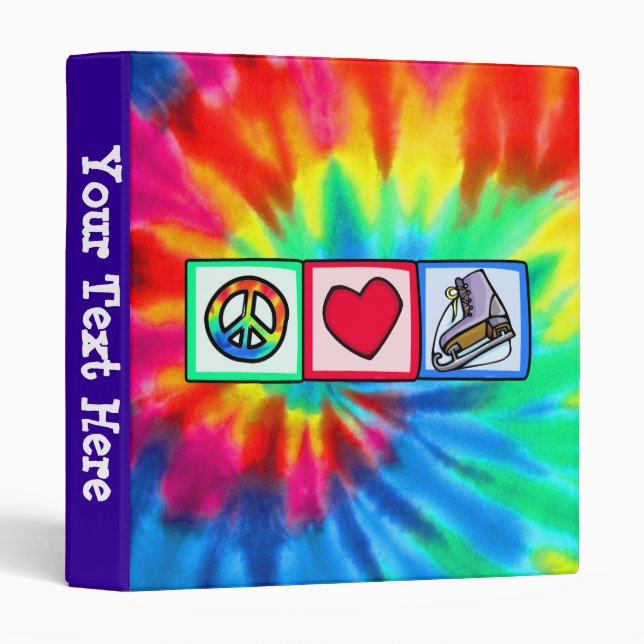 Peace, Love, Ice Skate 3 Ring Binder (Front/Spine)