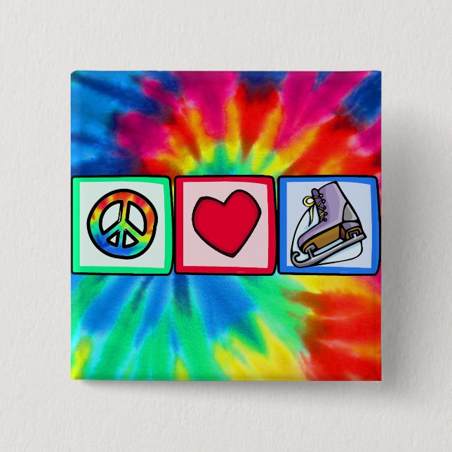 Peace, Love, Ice Skate Pinback Button (Front)
