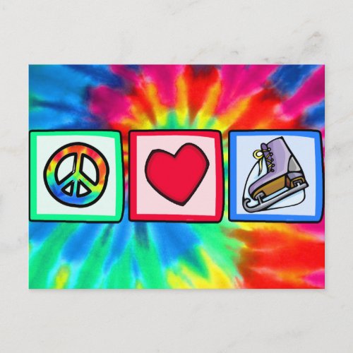 Peace Love Ice Skate Postcard
