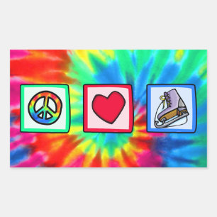 Peace, Love, Ice Skate Rectangular Sticker