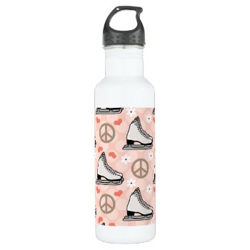 Peace Love Ice Skating Bpa Free Stainless Steel Water Bottle by cutecustomgifts at Zazzle